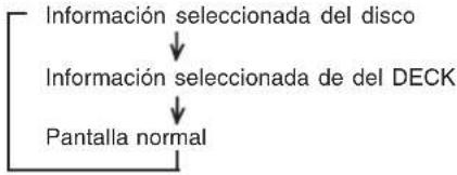 graph TD A["Información seleccionada del disco"] --> B["Información seleccionada de del DECK"] B --> C["Pantalla normal"]