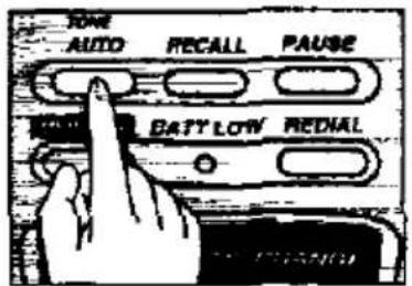 TONE AUTO RECALL PAUSE BATT LOW REDIAL
