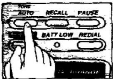 TONE AUTO RECALL PAUSE BATT LOW REDIAL