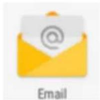 Yellow envelope icon with @ symbol, labeled 'Email' below (no additional text or symbols)
