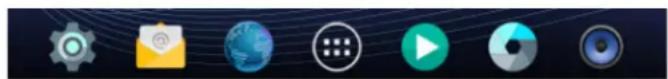 Row of software icons including gear, email, globe, play button, CD, and lens (no text or symbols)