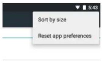Sort by size Reset app preferences