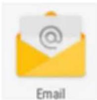 Yellow envelope icon with @ symbol inside, labeled 'Email' below (no additional text or symbols)