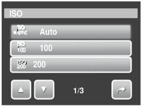 ISO ISO AUTO Auto ISO 100 100 ISO 200 200 1/3