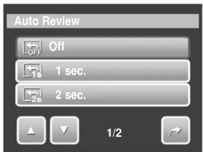Auto Review Off 1s 1 sec. 2s 2 sec. 1/2