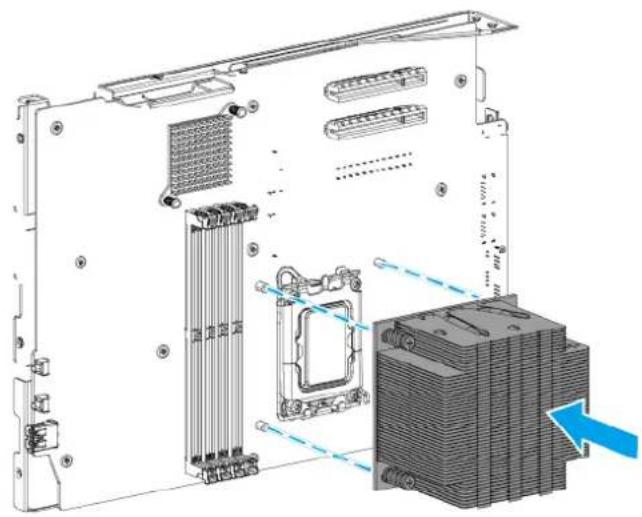 Technical diagram of an electronic device showing internal components and a blue arrow indicating a specific location (no text or symbols present)