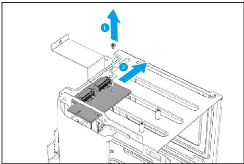 Technical diagram of a device with labeled components and directional arrows indicating assembly or movement.