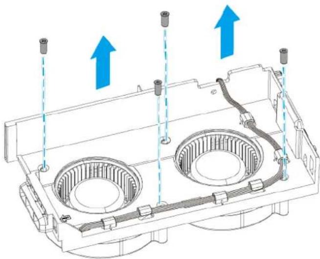 Technical diagram of a mechanical housing with two circular components and upward arrows indicating motion or assembly (no text or symbols present)