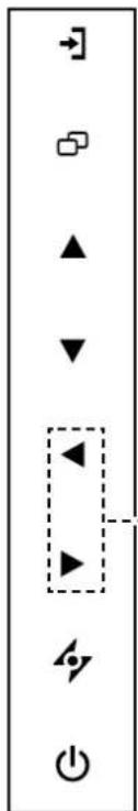 Control panel interface with directional and feedback icons, including play, stop, forward arrow, down-right triangle, and power button