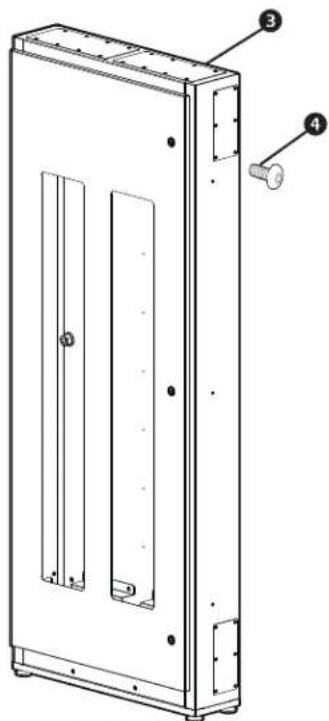 Technical diagram of a rectangular electronic device with labeled components, showing internal structure and mounting points.