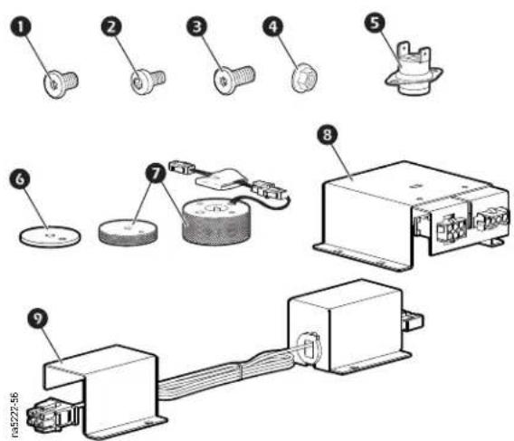 Technical diagram showing exploded view of mechanical components with numbered parts and assembly details