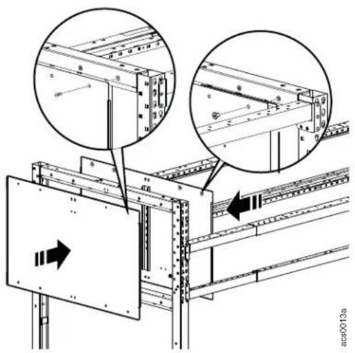 Technical diagram showing structural assembly with labeled components and directional arrows, including magnified views of structural details.