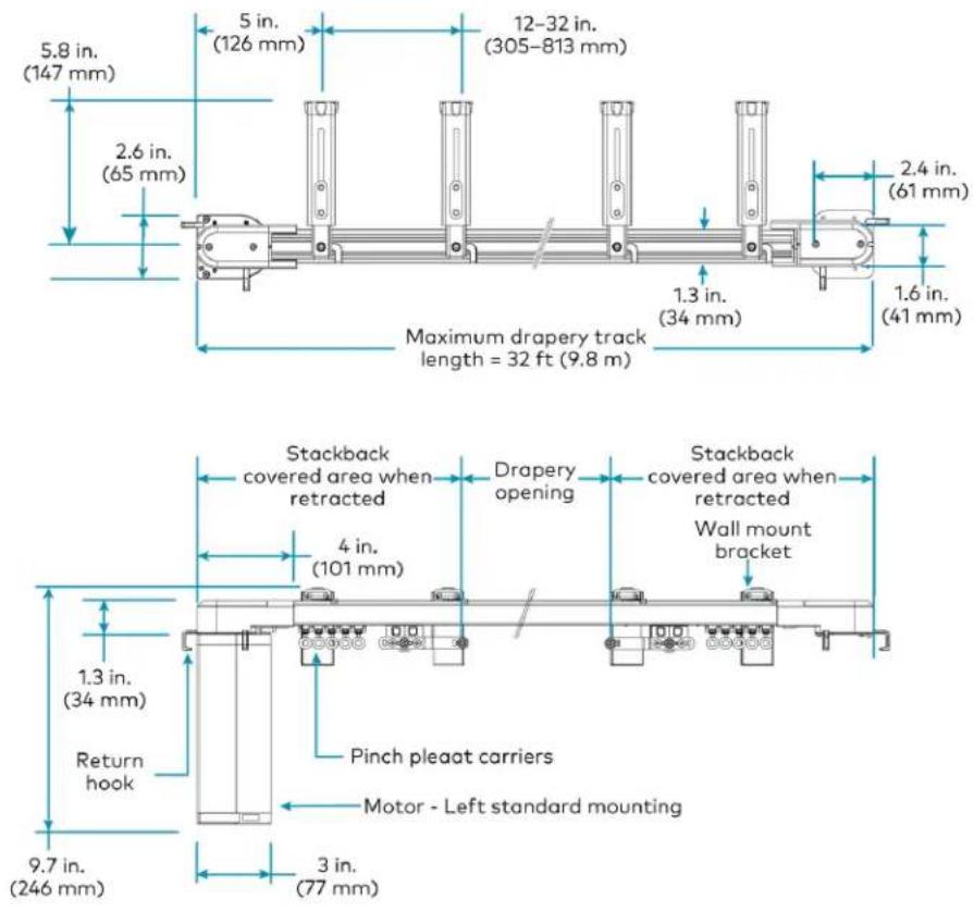 Crestron CSM-QMTDC-250-4-EX - Drapery Track Wall Mount Configurations - 5