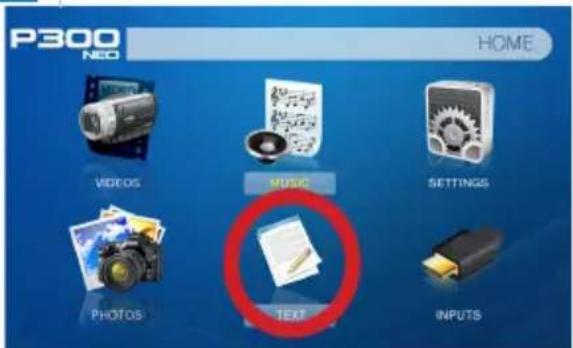 P300 NEO HOME VIDEOS MUSIC SETTINGS PHOTOS TEXT INPUTS