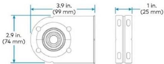 3.9 in. (99 mm) 2.9 in. (74 mm) 1 in. (25 mm)