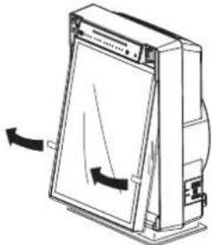 Diagram of a mechanical device with a rotating arm and directional arrows indicating motion (no text or symbols)