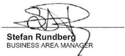 Stefan Rundberg BUSINESS AREA MANAGER