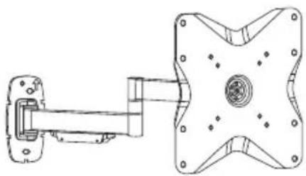 Technical line drawing of a mechanical assembly with mounting bracket and star-shaped component (no text or symbols)