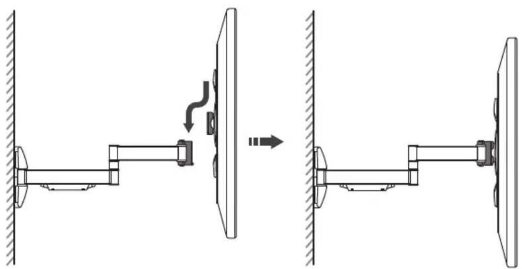 Diagram showing a mechanical assembly with two views and a directional arrow indicating motion (no text or symbols present)
