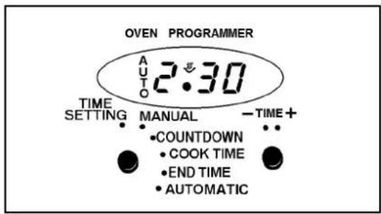 OVEN PROGRAMMER AUTO 2:30 TIME SETTING MANUAL -TIME+ COUNTDOWN COOK TIME END TIME AUTOMATIC