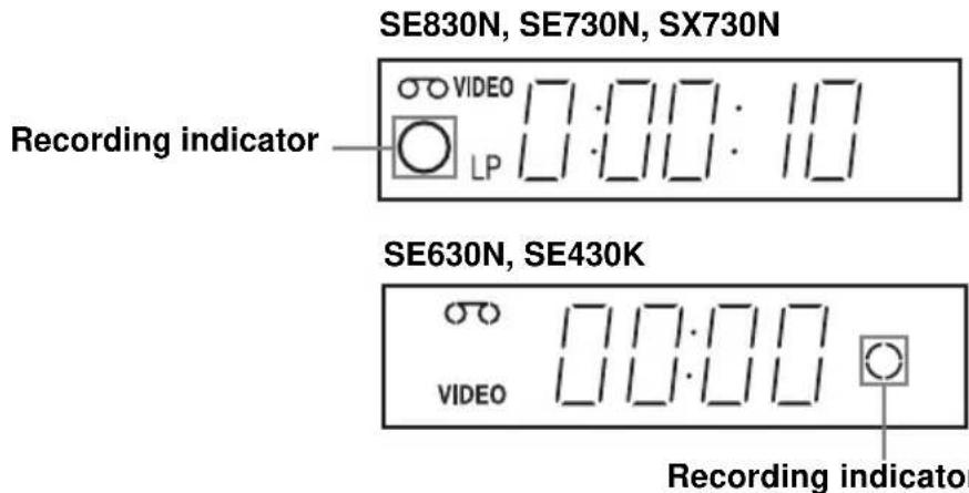 SE830N, SE730N, SX730N Recording indicator SE630N, SE430K Recording indicator