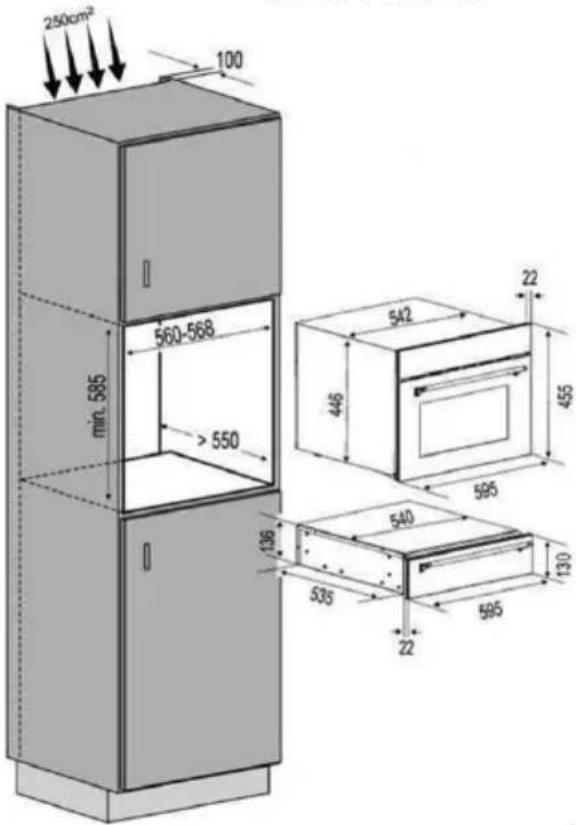 250cm² 100 560-568 min. 585 > 550 446 542 22 455 595 540 136 535 130 595 22