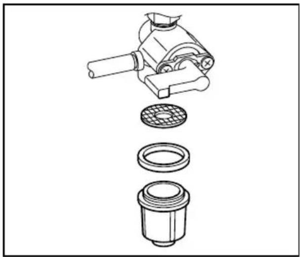 Exploded view diagram of a mechanical assembly showing internal components (no text or labels)