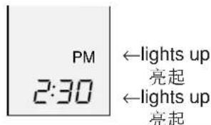 PM 2:30 ←lights up 亮起 ←lights up 亮起