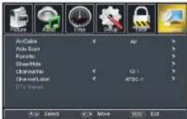 Air Canada Auto Base Auto Mode ShowHide Channel Mode Channel Mode Air Signal Air 12:1 ATSC-1 Play Select Move Help Exit