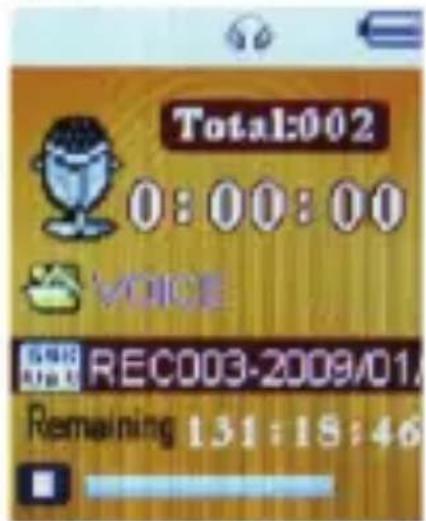 Total:002 0:00:00 VOICE REC003-2009/01, Remaining 131:15:46