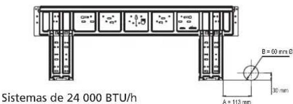 Sistemas de 24 000 BTU/h B = 60 mm Ø A = 113/mm 30 mm