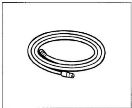 Line drawing of a coiled cable or hose with a connector (no text or symbols)