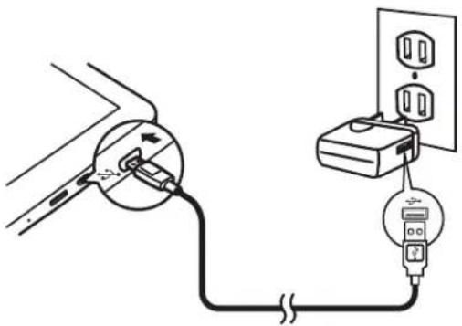 AUDIOVOX T752 - To charge the battery using the USB Power Adapter: - 1