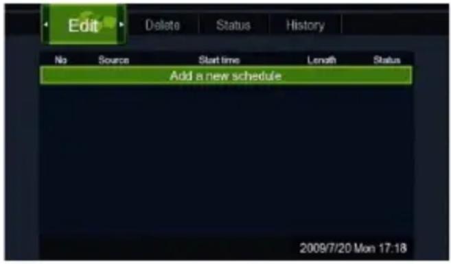Edit Delete Status History No Source Start time Length Status Add a new schedule 2009/7/20 Mon 17:18