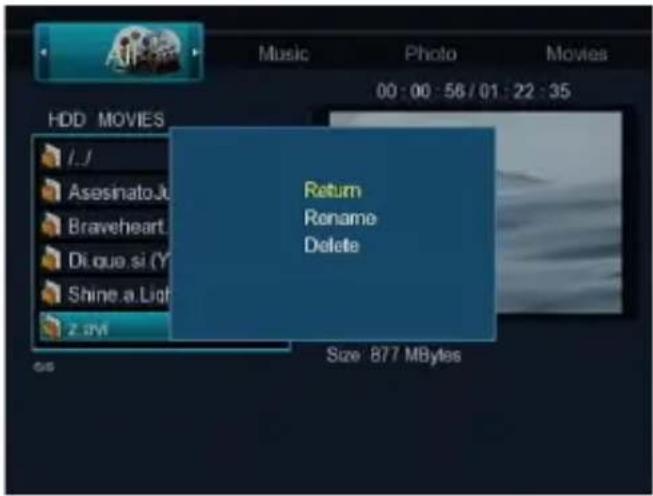 Music Photo Movies 00:00:56/01:22:35 HDD MOVIES I.J AsesinatoJo Braveheart Di que.si (Y Shine.a.Ligh z ayi Return Rename Delete Size: 877 MBytes