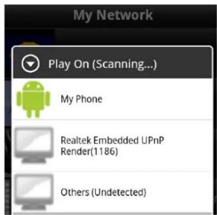 My Network Play On (Scanning...) My Phone Realtek Embedded UPnP Render(1186) Others (Undetected)