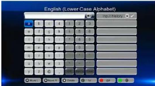 English (Lower Case Alphabet) Input history a b c d 1 2 3 e f g h i 5 6 i j k l * 0 0 m n e p - 0 q r k l * - ü v w x - - y z - - - - - - - Move L Move R Doote Mr # Go