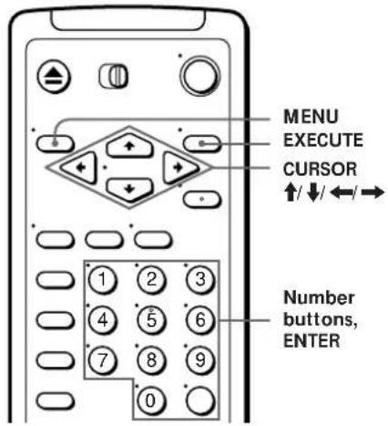 MENU EXECUTE CURSOR ↑/↓/←/→ Number buttons, ENTER