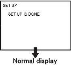 SET UP SET UP IS DONE Normal display
