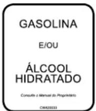 GASOLINA E/OU ÁLCOOL HIDRATADO Consulte o Manuel do Proprietário CMA2033