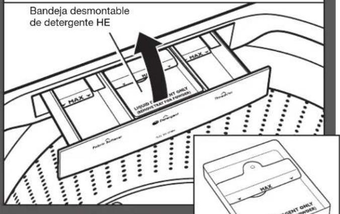 Bandeja desmontable de detergente HE MAX - LIGIDAD DE DESPES TAX ON FEDERAL MAX - Liquid Level DESPES TAX ON FEDERAL MAX - LEMOND ONLY DESPES ONLY DESPES ONLY MINNESDAY