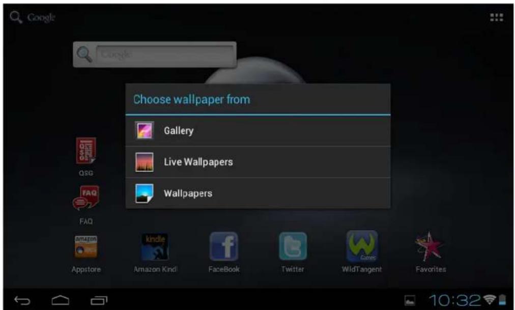 VIEWSONIC ViewPad E72 - Establecer el papel tapiz - 1