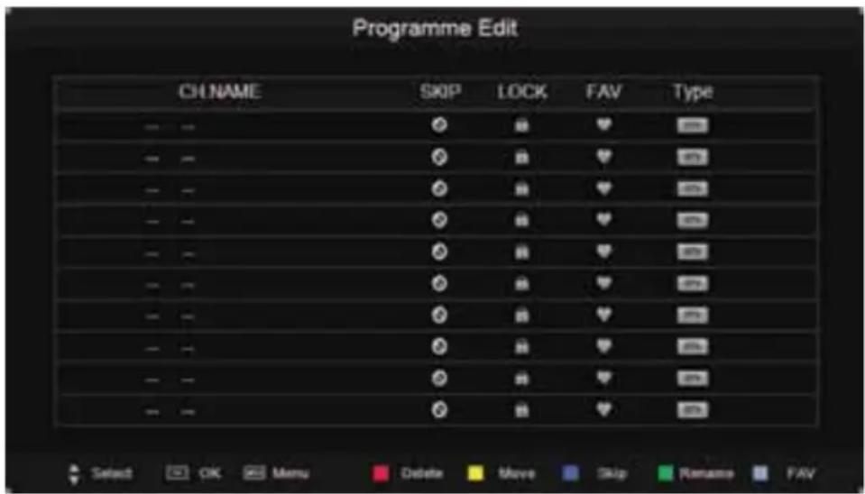 Programme Edit CH NAME SKIP LOCK FAV Type - - ✓ ♥ 600 - - ✓ ♥ 600 - - ✓ ♥ 600 - - ✓ ♥ 600 - - ✓ ♥ 600 - - ✓ ♥ 600 - - ✓ ♥ 600 - - ✓ ♥ 600 - - ✓ ♥ 600 - - ✓ ♥ 600 - - ✓ ♥ 600 - - ✓ ♥ 600 - - ✓ ♥ 600 - - ✓ ♥ 600 - - ✓ ♥ 600 - - ✓ ♥ 600 - - ✓ ♥ 600