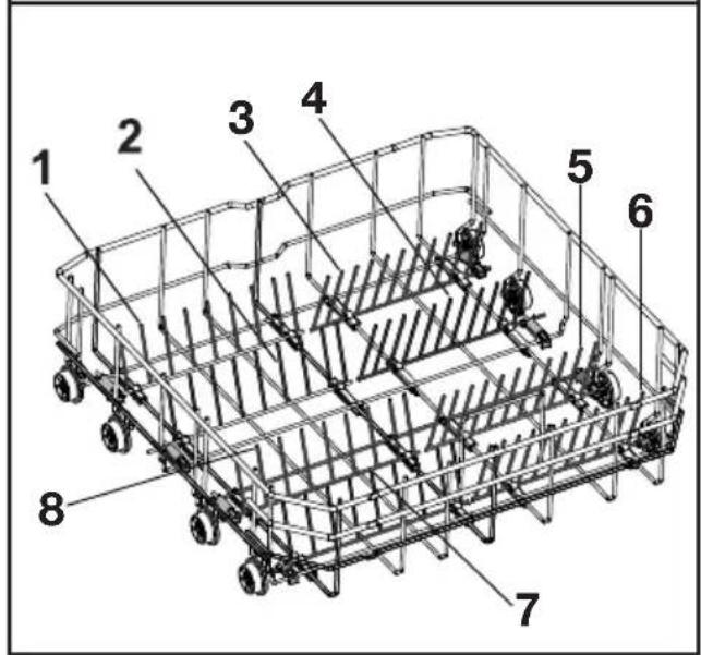 BEKO DFN 28321 W - Varillas abatibles de la cesta inferior (4 & 8 piezas) (dependiendo del modelo) - 2