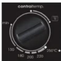 controlamp. min 150 180 200 220 250°C