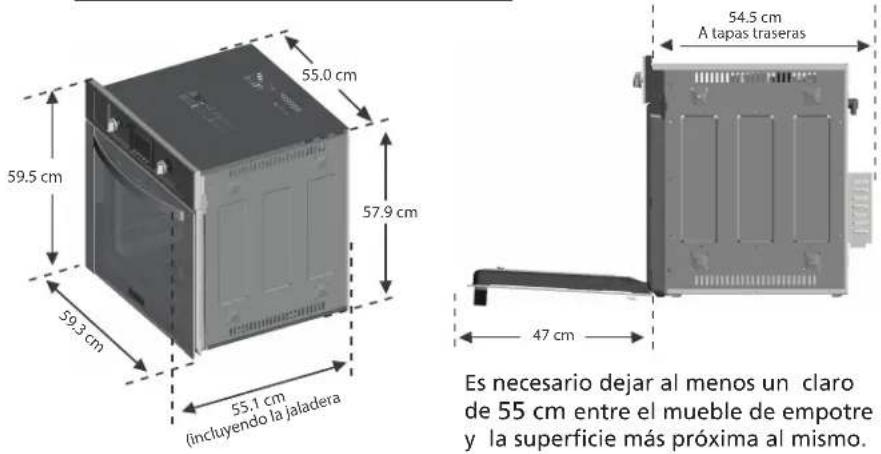 Mabe HM6000GWN - Espacios y dimensiones para empotre - 1
