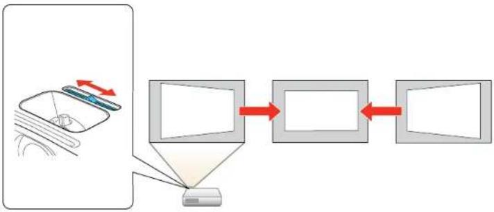 EPSON PowerLite W11+ - Correçãodo formatodaimagem como controledeslizantedeefeitotrapézio horizontal - 1