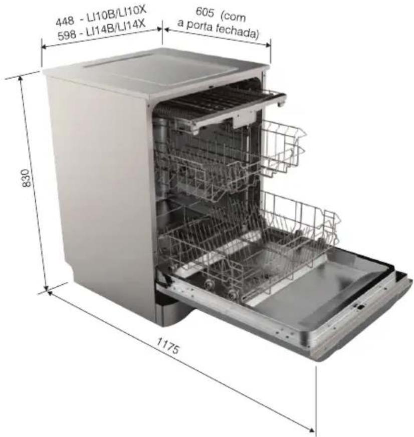 448 - LI10B/LI10X 598 - LI14B/LI14X 605 (com a porta fechada) 830 1175