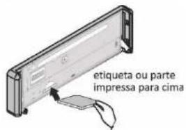 etiqueta ou parte impressa para cima