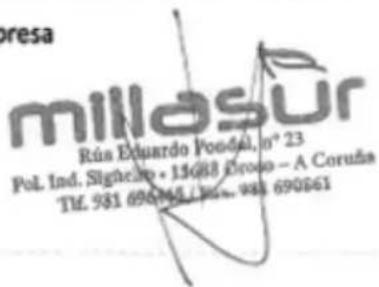 Dresa millosur Rúa Eduardo Poudel, n° 23 Pol. Ind. Signecino • 15688 Drosso - A Coruña TM: 981 690861 L DB#, 981 690861